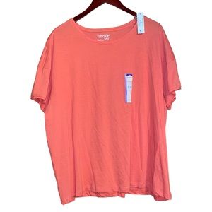 •TERRA & SKY•NWT ORANGE RELAXED FIT CREW TEE SIZE 1X(16W-18W) 100% PIMA COTTON